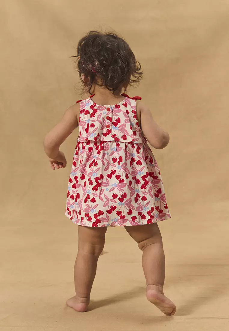 Cherry and heart print bodysuit dress
