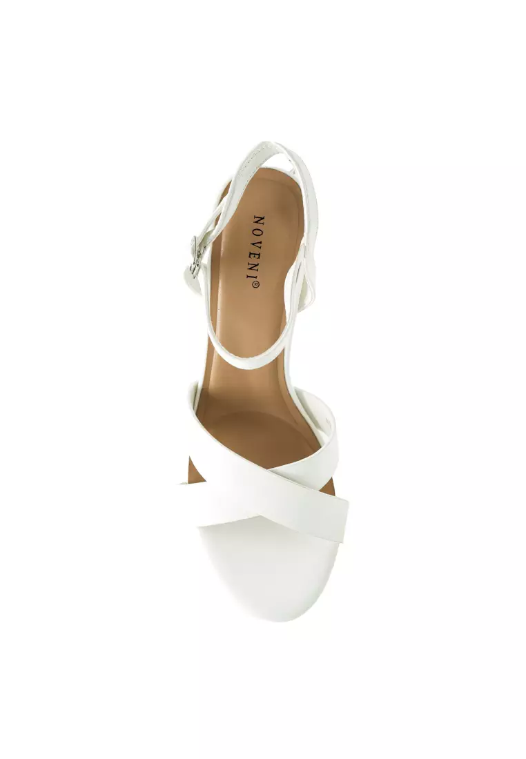 Women Sling Back Faux Leather Strap Casual Heels - 240190157