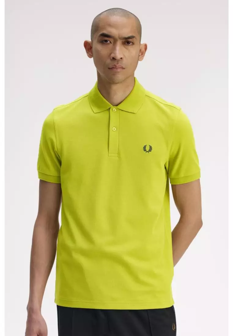 Fred Perry M6000 The Fred Perry Shirt (Tennis Ball Yellow / Ecru / French Navy)