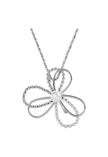 Her Jewellery white ON SALES - Her Jewellery 3 Petals Pearl Pendant cum Brooch (White Gold) with Premium Grade Crystals from Austria F0B5AACF404B88GS_1