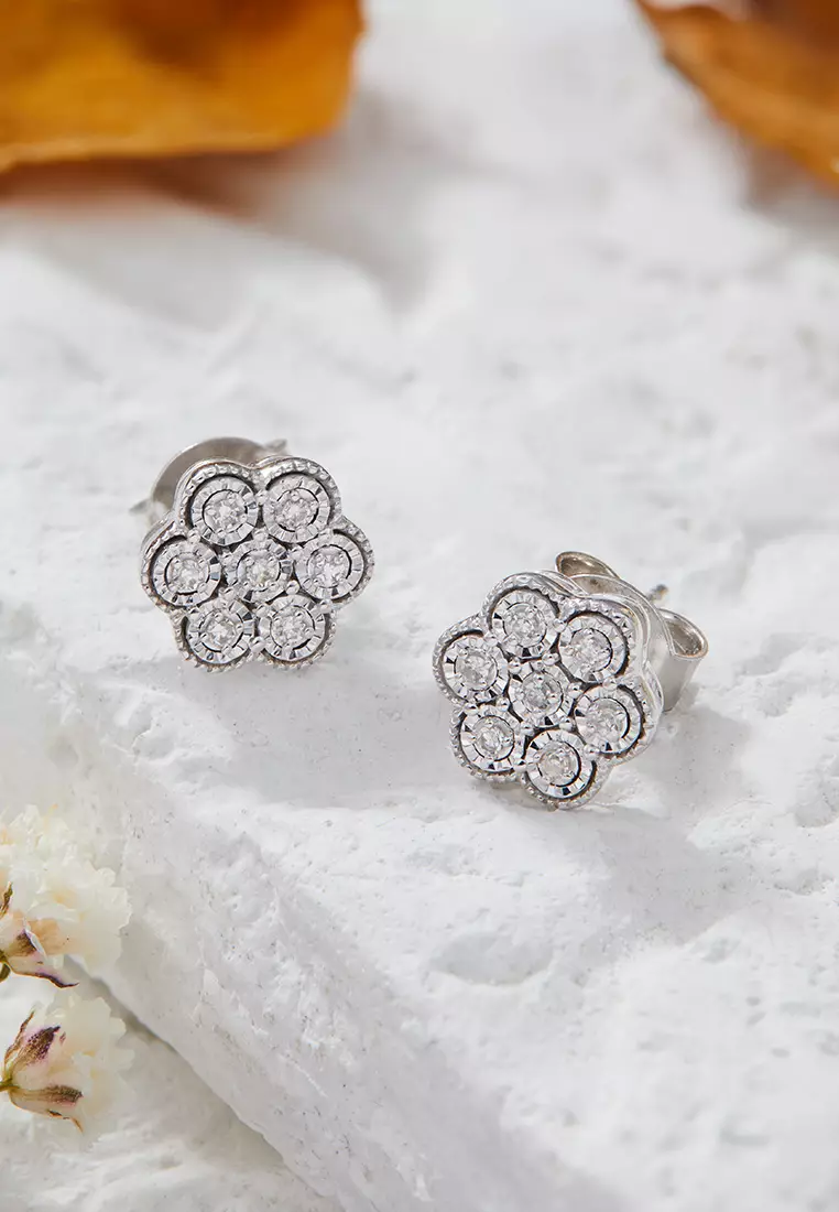 HABIB Round Diamond Stud Earrings in 375/9K White Gold 258520320(E)