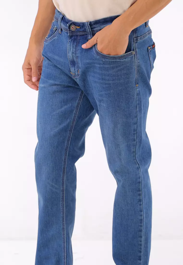 Denim Long Pants Slim Tapered Fit Stretch