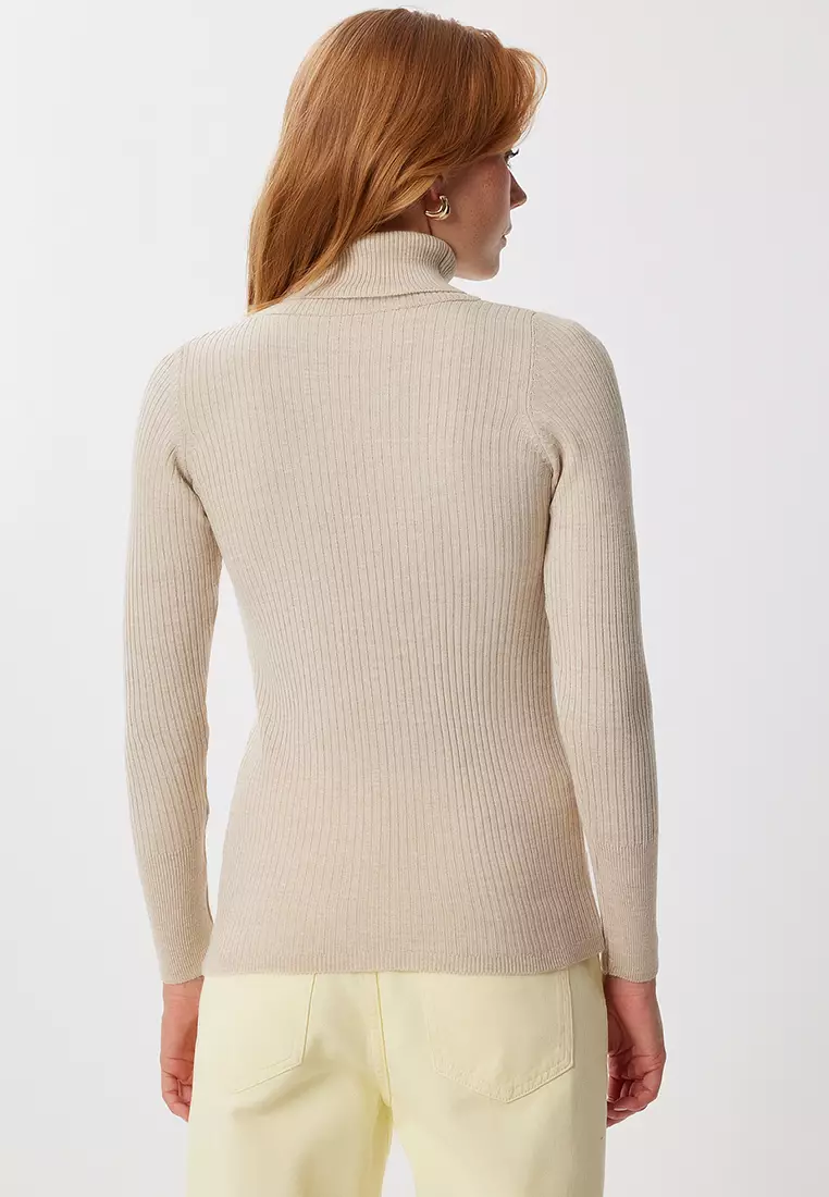 Turtleneck Ribbed Lycra Sweater