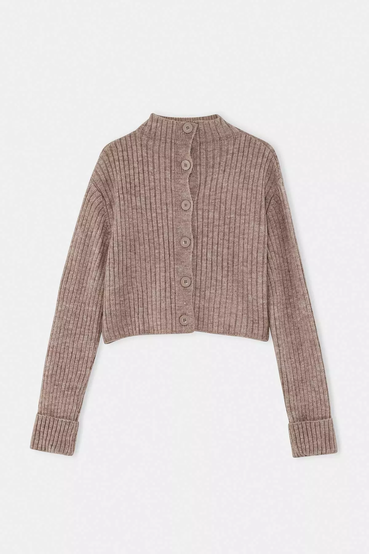 Mink Crop Soft Textured Stand Collar Knitwear Cardigan Twoaw22Hi0174