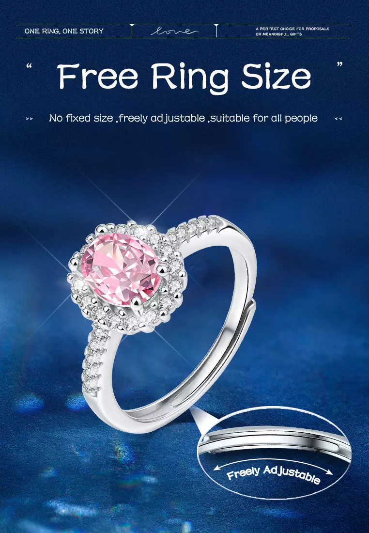 Cincin Wantia Berlian Tunangan Perhiasan Original Platinum Coated Cincin Cewek Pink