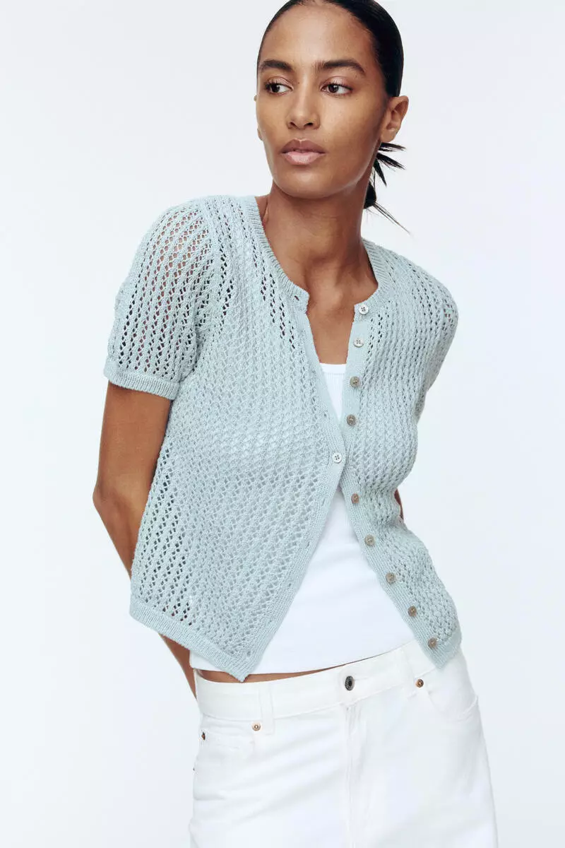 Pointelle-knit cardigan