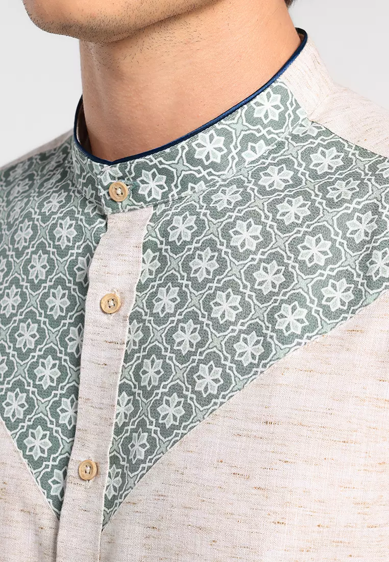 MANZONE X Adipati Dolken - Kemeja Koko Lengan Panjang Pria Navid Modern Fit - Sage Warna SAGE