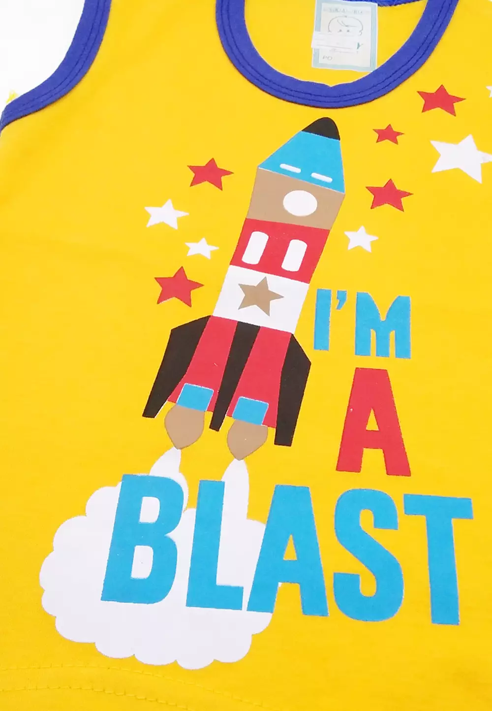 Wakakids Setelan Bayi Laki Laki Baju Singlet Anak Usia 6 Bulan Hingga 12 Bulan Set Celana Kaos Motif Rocket 3129 Kuning