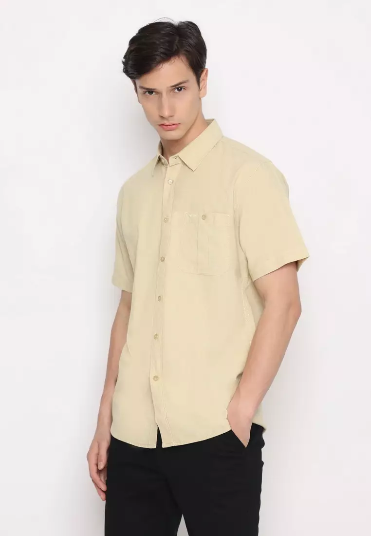 RBJ Kemeja Polos Cotton Oxford Mustard Regular Fit Pria