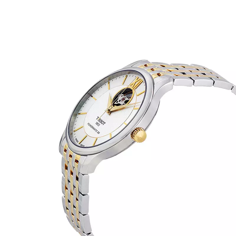 Jam Tangan Pria Tissot Tradition Powermatic 80 Open Heart T-Classic T063.907.22.038.00 Stainless Steel Strap
