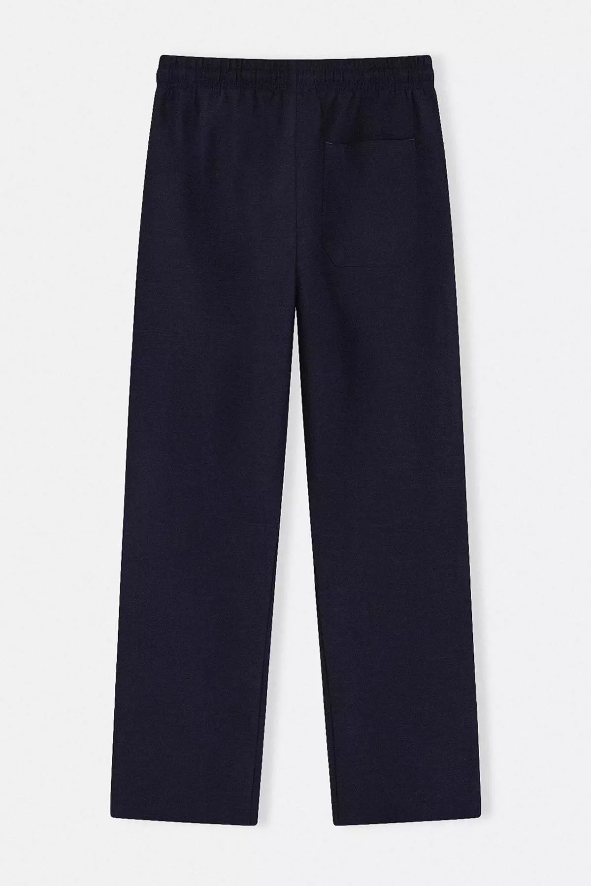 Navy Blue Linen Look Belted Men'S Trousers Tmnss26Pl00007