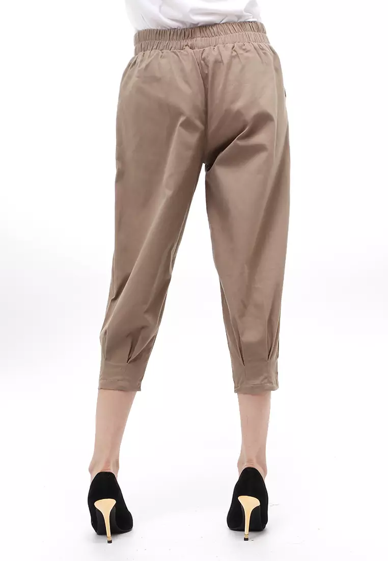 Lark Celana Panjang Bawahan Wanita Motif Solid Regular Fit - Brown