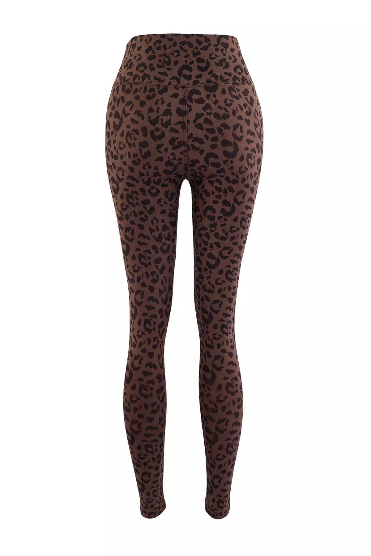 Brown-Multicolor Soft Brushed Fabric Leopard Reflector Printed Full Length Knitted Sports Leggings Thmaw25Ty00020