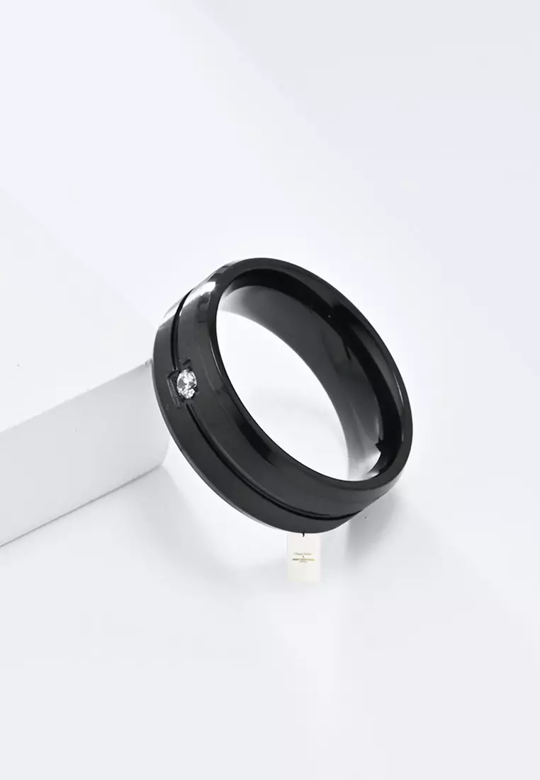 Stylish Chic Titanium Steel Zircon Ring JW QF-JZ910