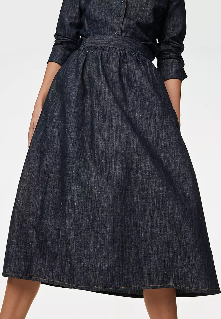 Denim Midaxi Circle Skirt