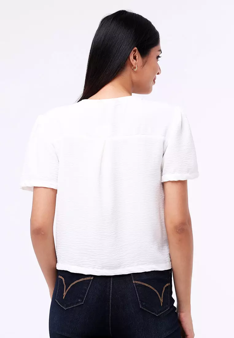 Short Sleeves V-Neck Blouse