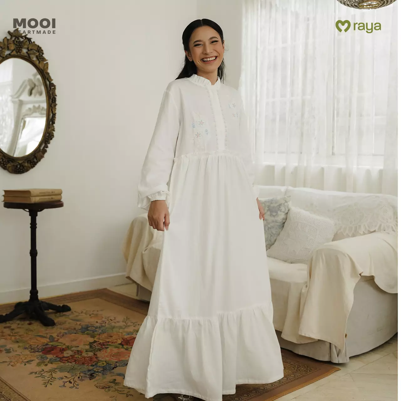 Mooi Dress Dewasa Raya Collection Sadiya Gamis Adult Basic Series 2026 - White