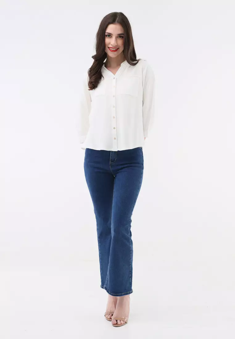 Woven Plain Boldtwill 3/4 Slv. Blouse
