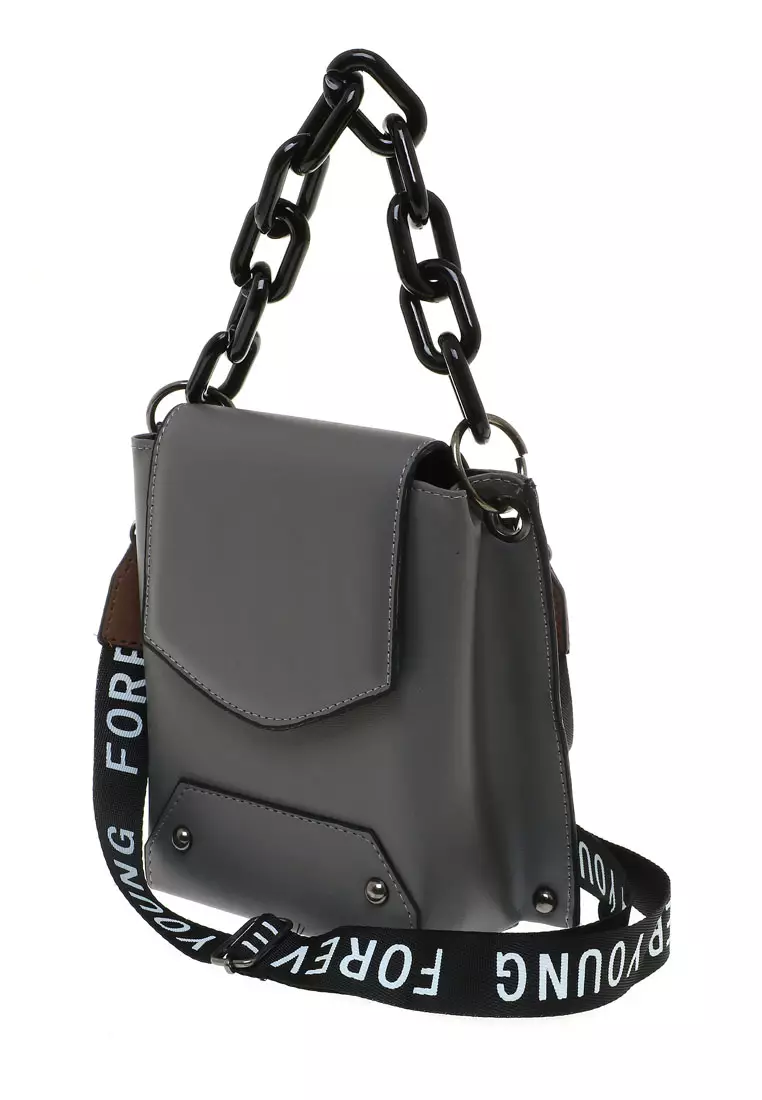 Xena Slingbag Wanita Tali Rantai Motif Polos High Quality Premium - Grey