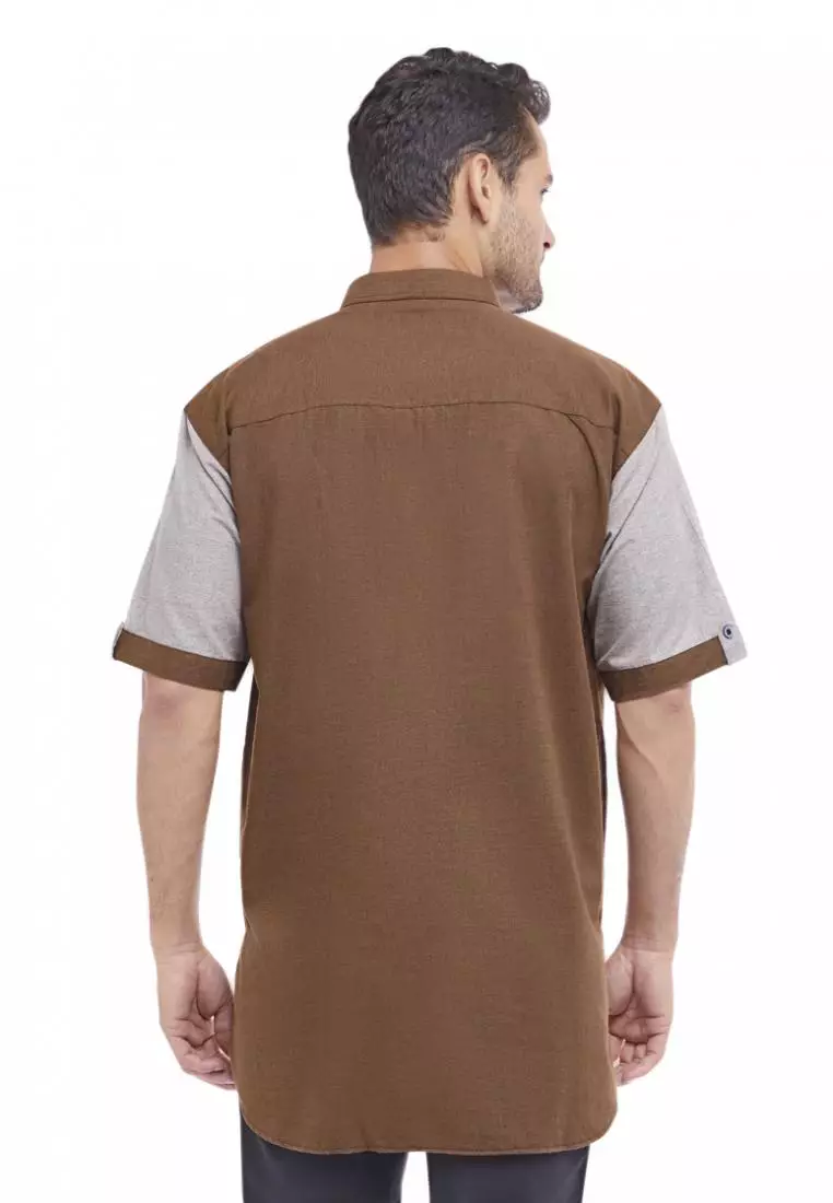 Zayidan Baju Koko Gamis Muslim Pria Nabeel - Coklat