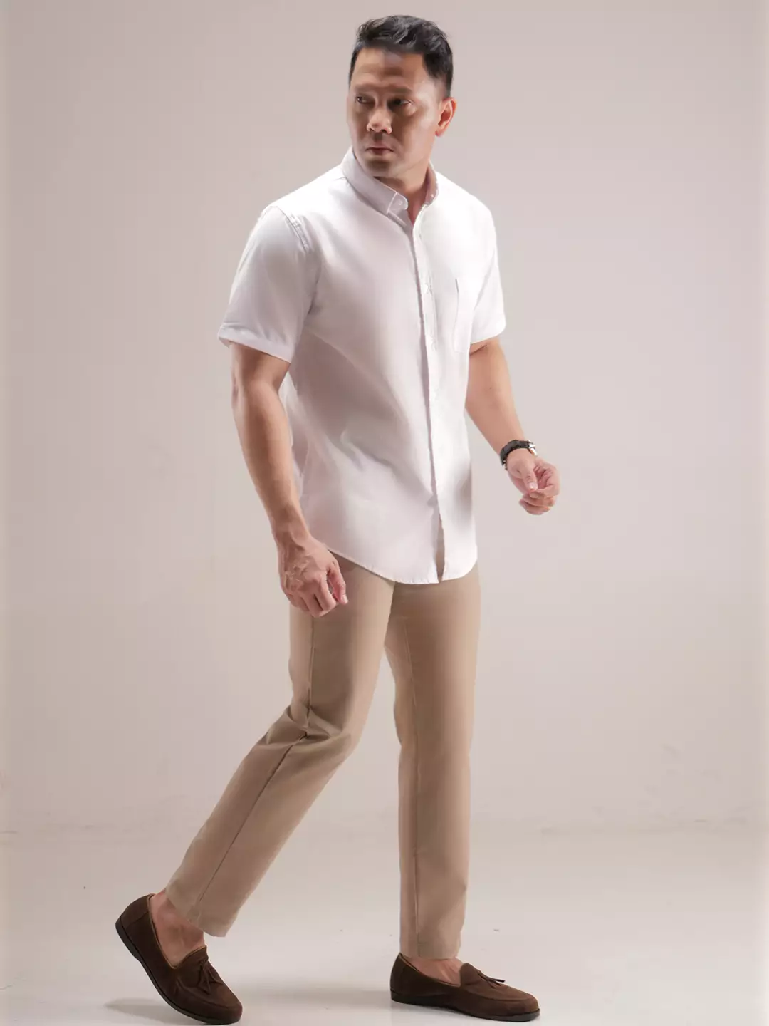 OXCON Kemeja Oxford Pria Pendek - Metro Series White