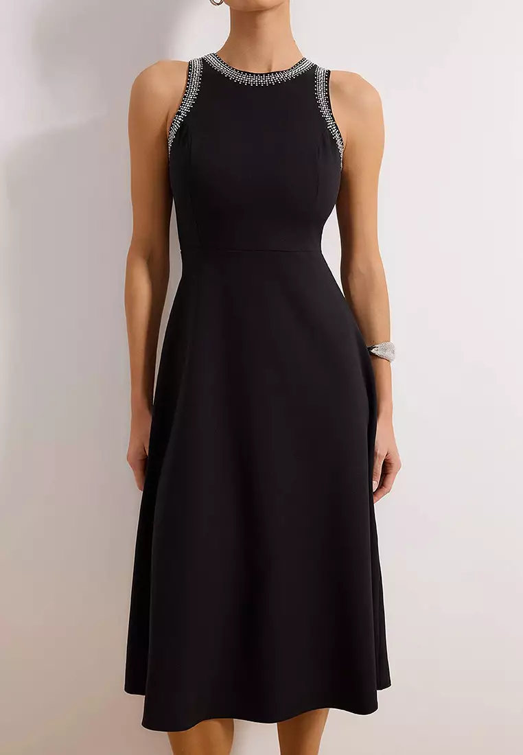 A-Line Evening Dress With Stone Accessories