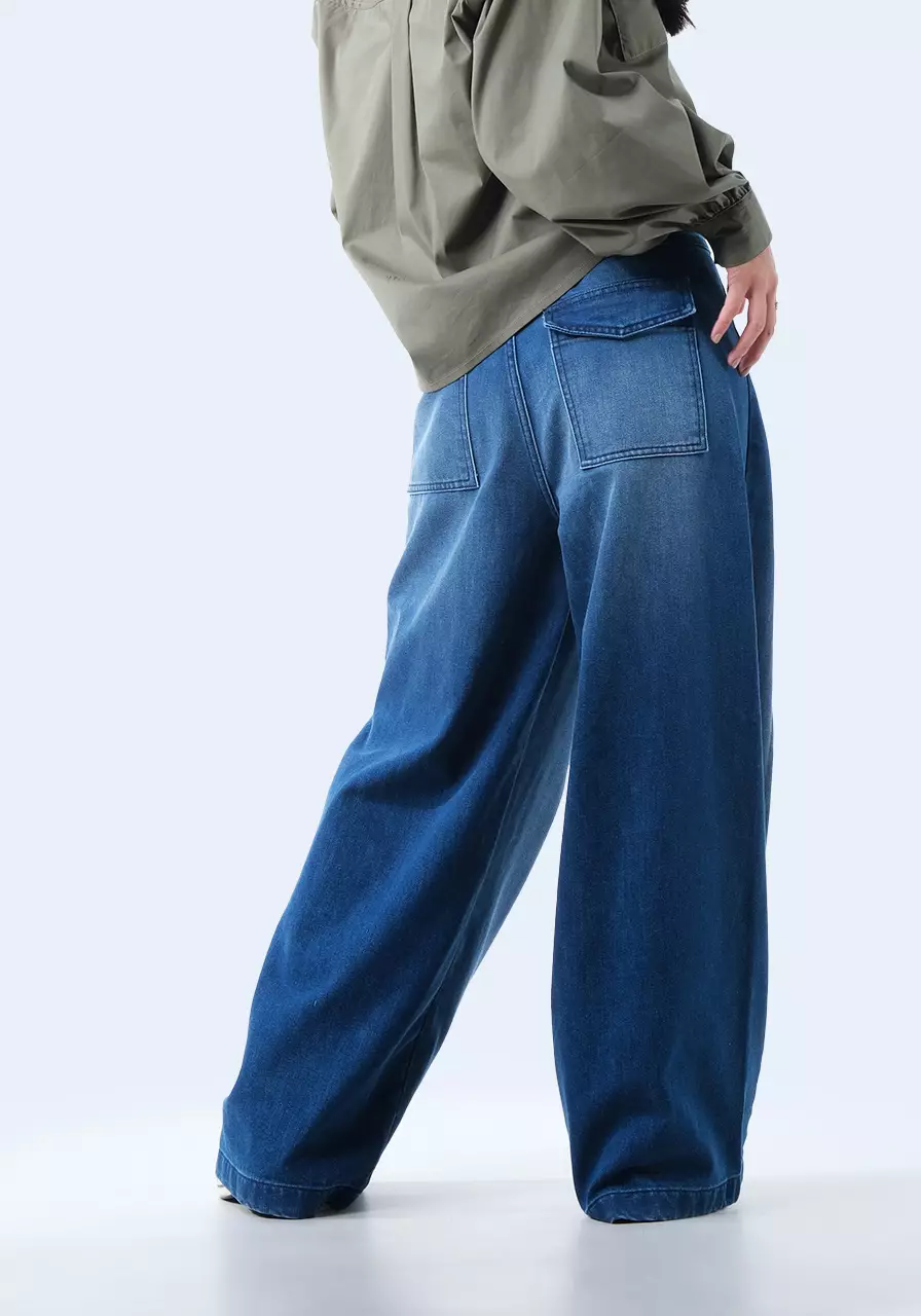 Celana Jeans Baggy Wanita Momo Medium Blue