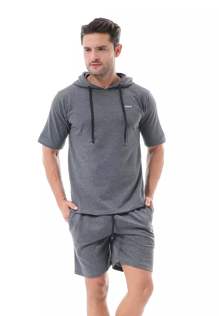 Vincent Setelan Hoodie Pria Sweatshirt Set Casual Motif Polos Material Baby Terry ORIGINAL - Dark Gray