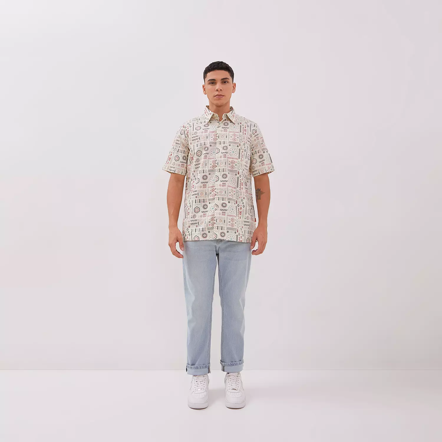 DUST Kemeja Ethnic Rio Cream (DM.1442)