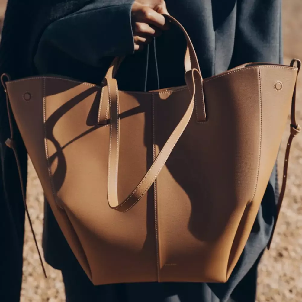 Cyme Tote Textured Calf Leather Camel