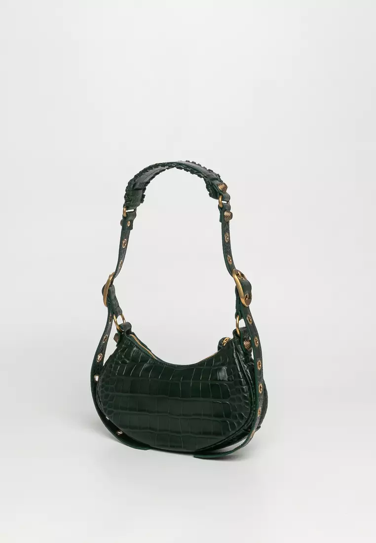 Buy BALENCIAGA Crocodile Embossed Calfskin Leather Crossbody Bag ...