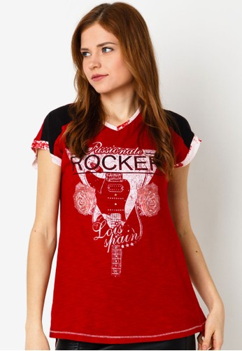 Slub T-Shirt V Neck Rock