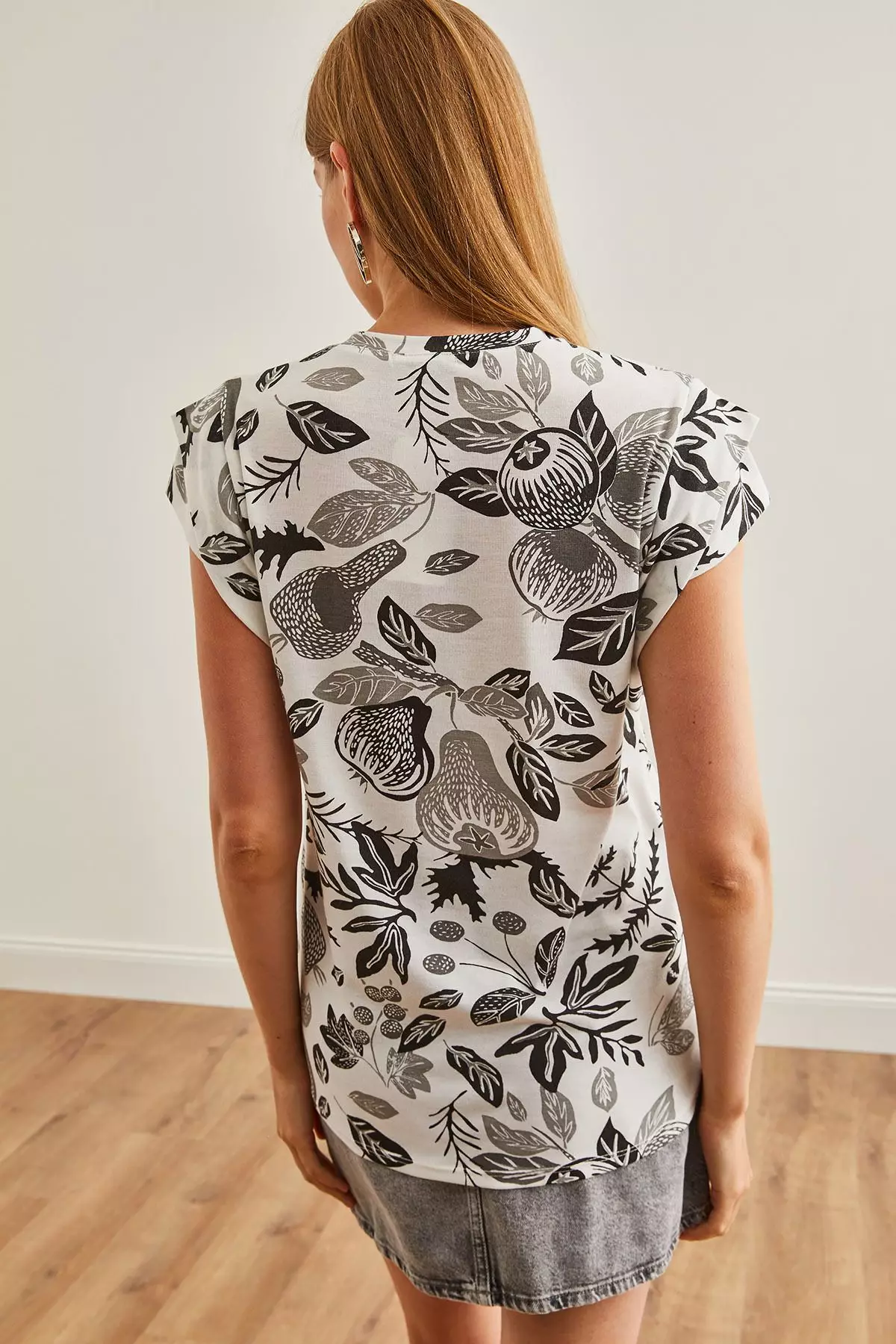 Sleeve Detailed Cotton T-Shirt