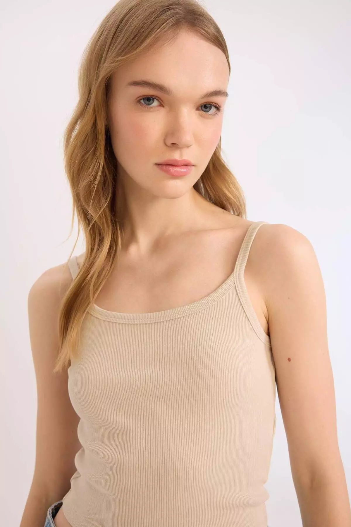 Coool Fitted Bodycon Ribbed Camisole Strap Basic Plain Tank Top B0563Ax25Sm