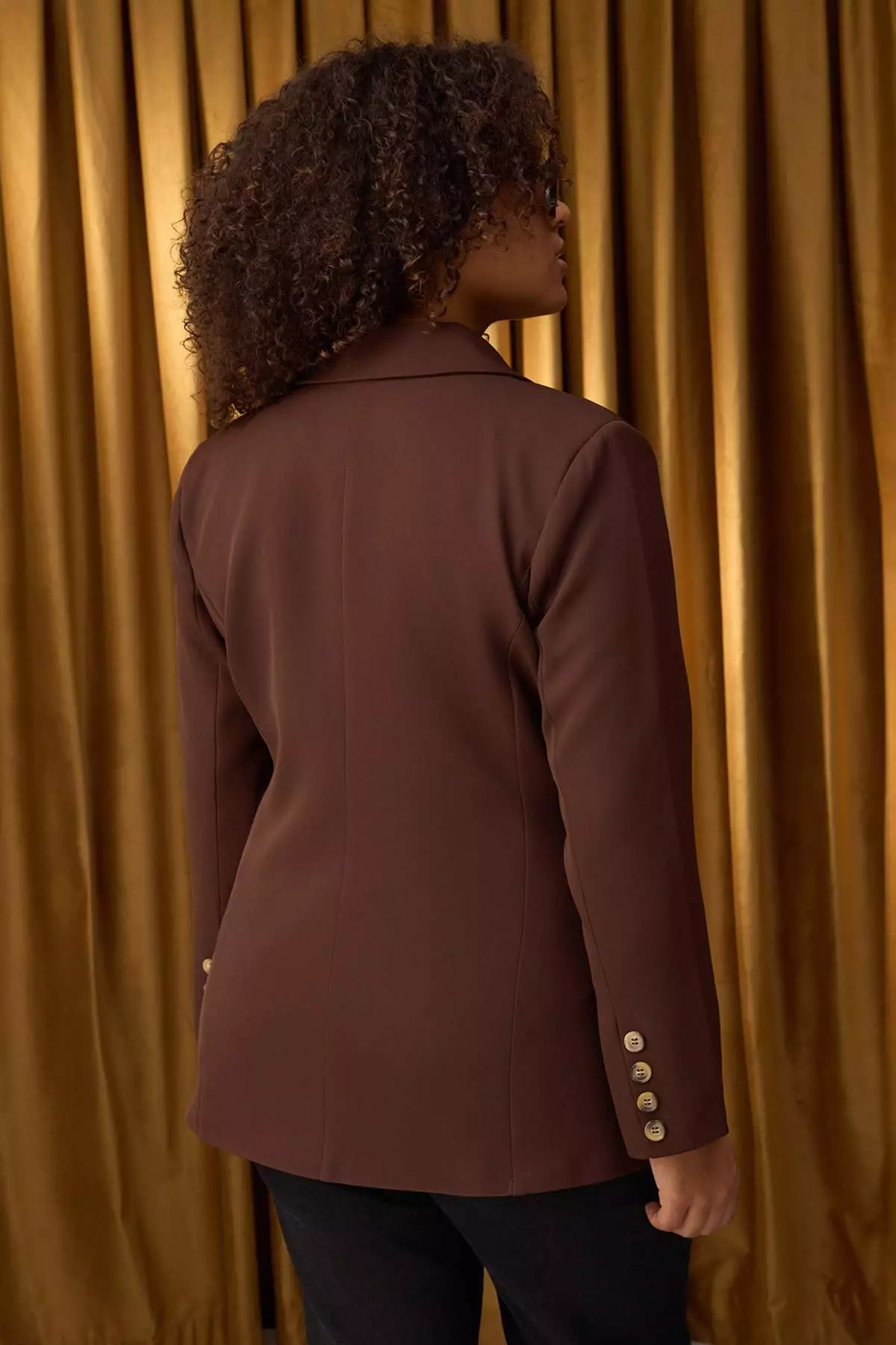 Brown Waist-Sit Plus Size Woven Jacket Tbbaw26Ag00023