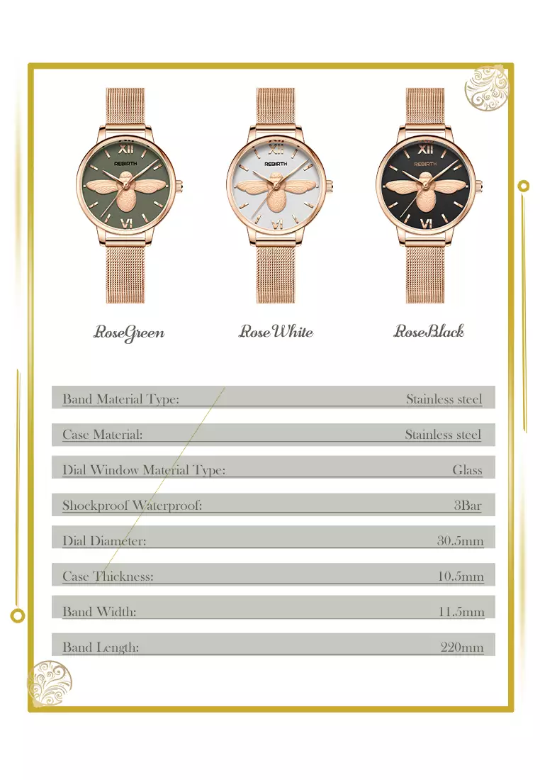 Jam Tangan Wanita Bisnis 3D Bee Mesh 3ATM Anti Air Analog for Ladies