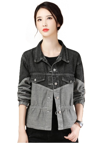 >Buy A In Girls Fashion Color Block Denim Jacket Online Zalora Malaysia