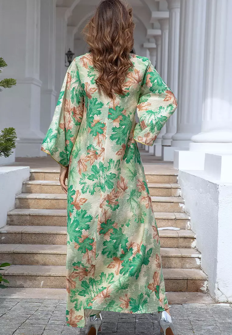 2024 Autumn Big Robe Long Sleeve Dress Printed Dress CA24090328GR