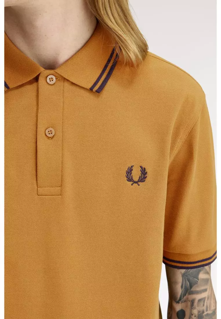 Fred Perry M3600 Twin Tipped Fred Perry Shirt (Dark Caramel / Navy / Navy)