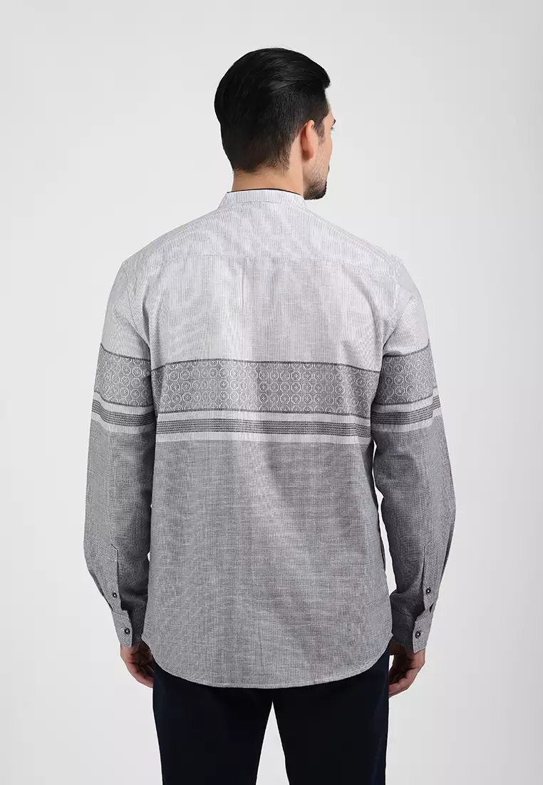 MOC Kemeja Koko Lengan Panjang Pria AZKHA-GREY