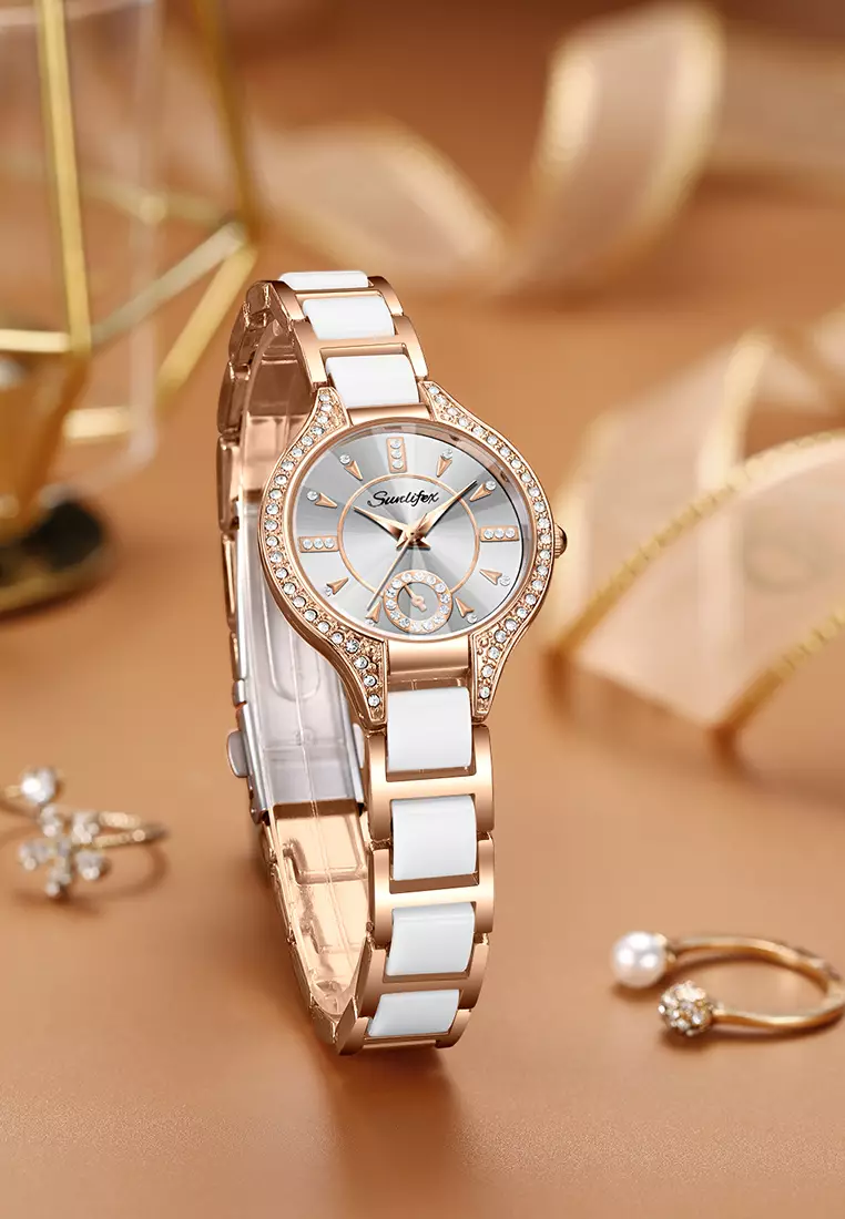 Jam Tangan Wanita Besi Rantai Analog Terbaru 8010 Mode Jam Tangan Cewek white