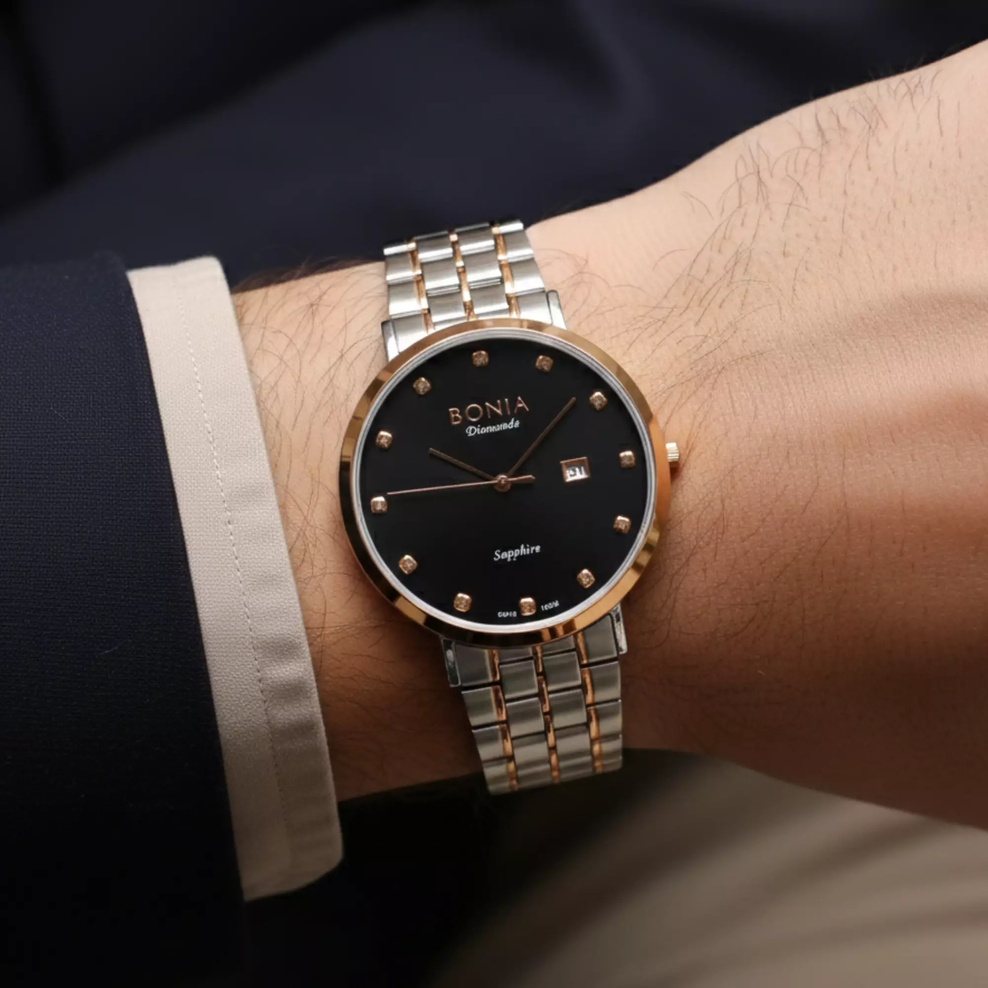 Jam Tangan Pria Bonia Black Dial Analog B10320-1637 Original