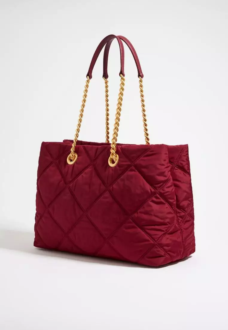 Bimba Y Lola Large Dark Red Padded Shopper Bag