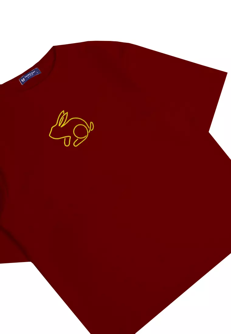 MTM18 kaos oversize tebal scuba thirdday rabbit outline maroon