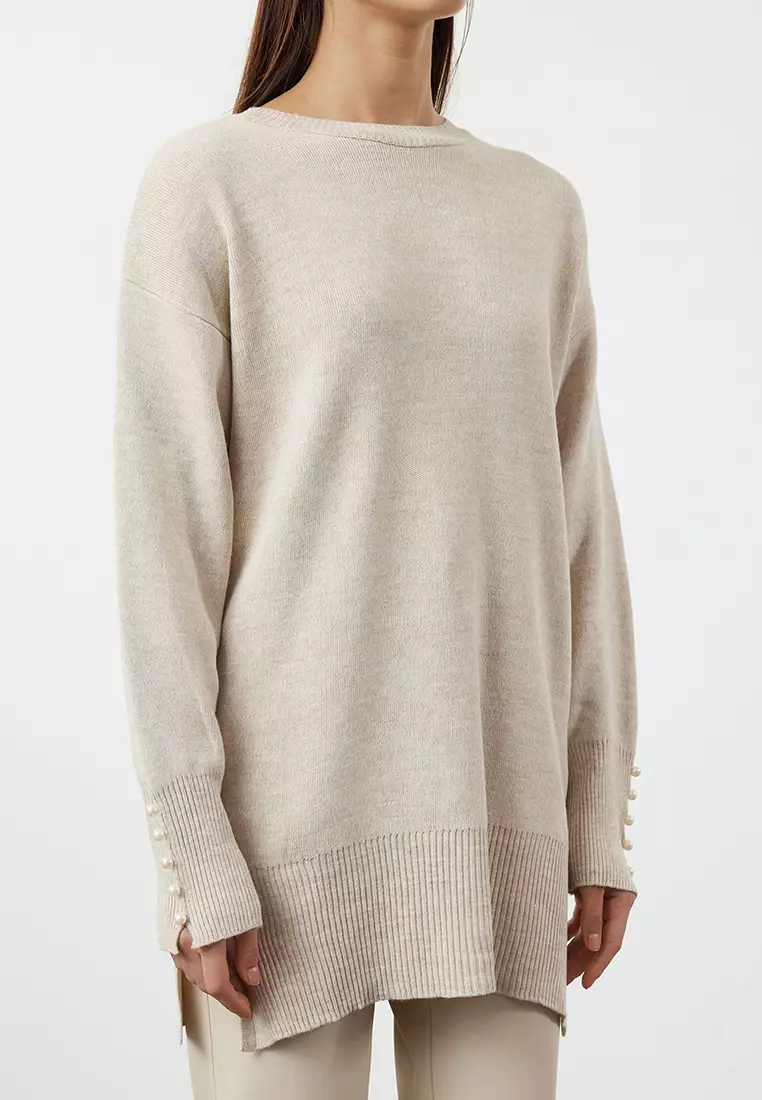 Stone Pearl Detailed Knitwear Sweater Tctaw25Ak00007