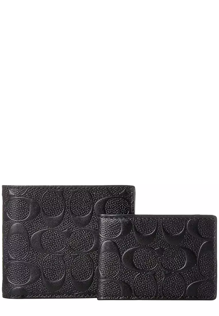 3 In 1 Wallet In Signature Leather in Black CR957