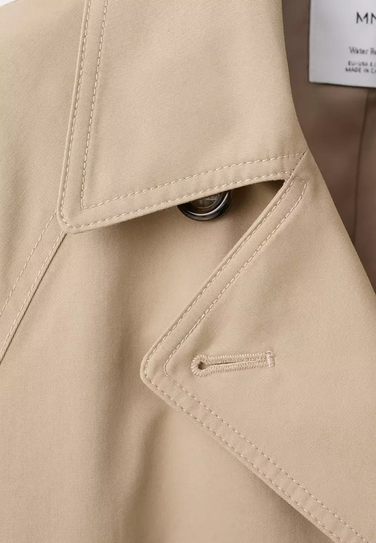 Long Double-Breasted Trench Coat
