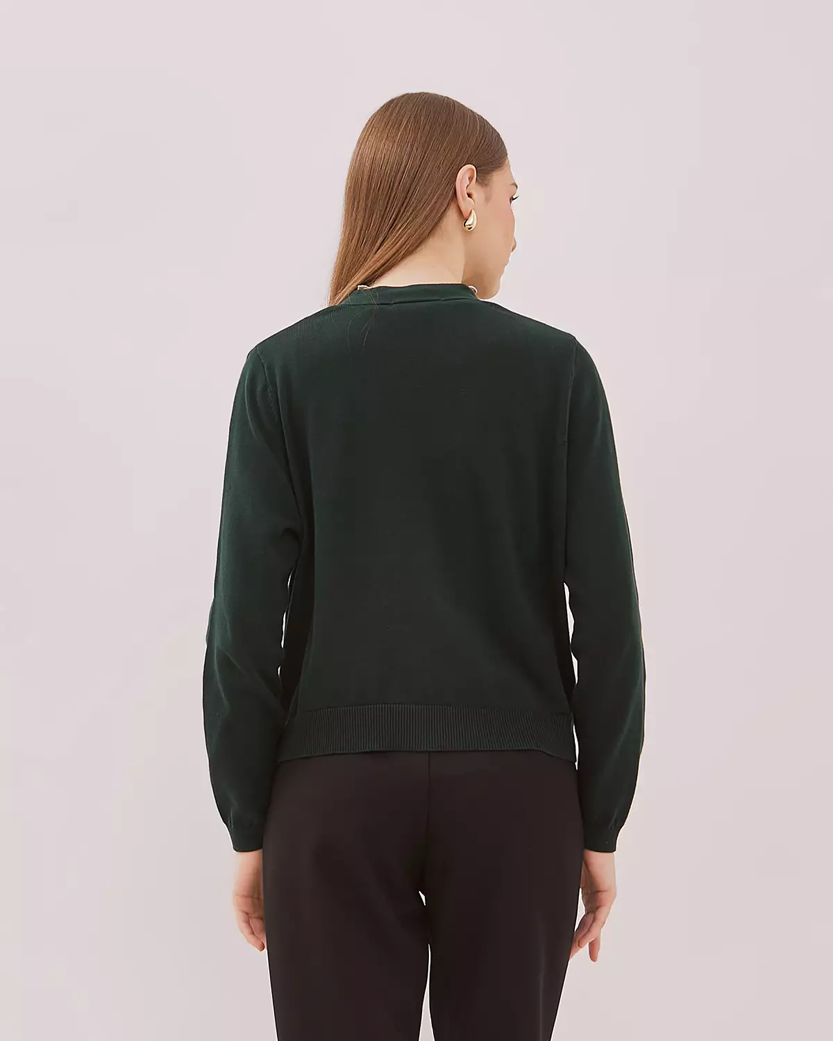 WOMEN'S EMERALD GREEN LONG SLEEVE CARDIGAN