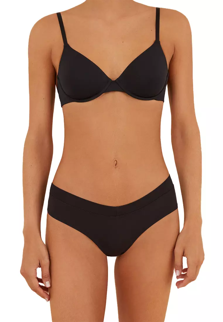 Buy Women'Secret Black Ruched-Back Wide Side Brazilian Panty 2024 Online