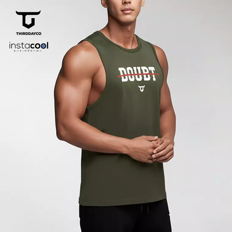 THIRDDAY Kaos Singlet Gym Pria SVN Instacool "doubt" hijau army MTY58
